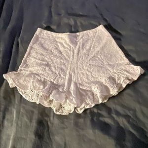 Eyelet Ruffle High-Waisted Shorts